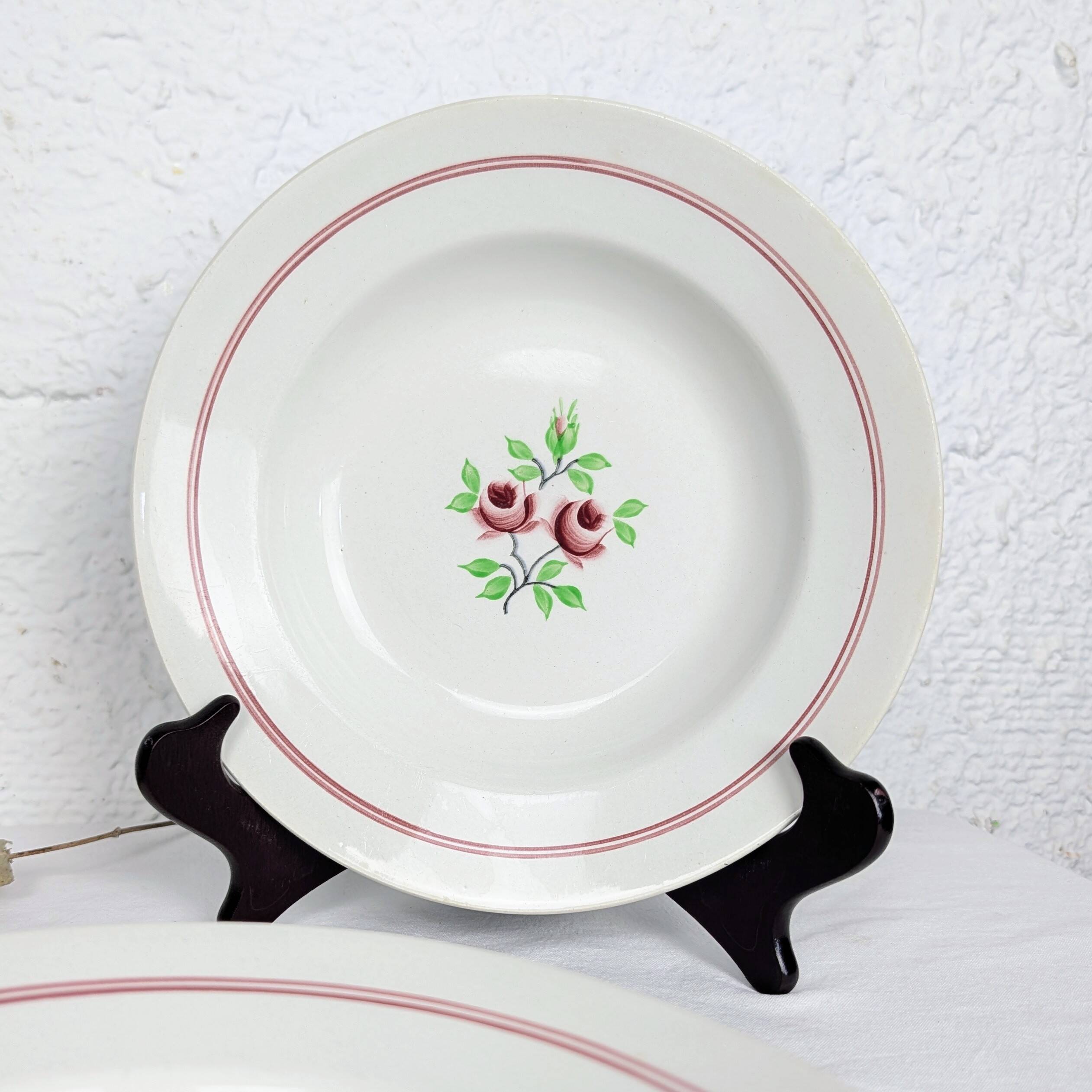5 assiettes creuses Moulin des Loups Orchies - Deux Roses