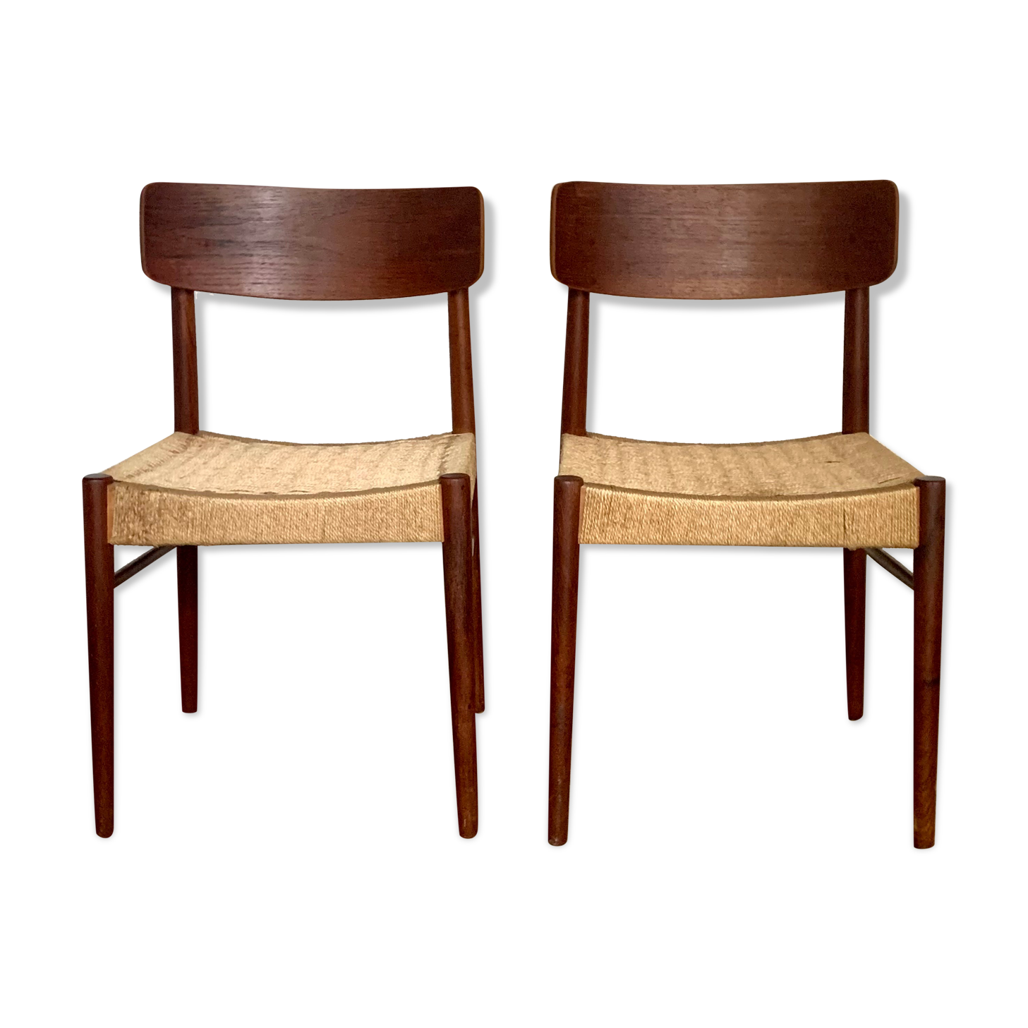 Chaise scandinave vintage en teck et cord