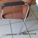 Two modernist armchairs 1970 fabrics and chrome