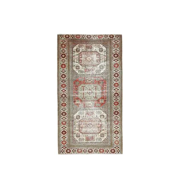 Vintage Turkish Oushak Handmade Wool Cotton Beige Area Rug 93x183