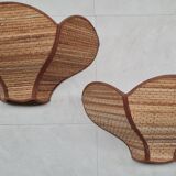 Pair of rattan lotus wall lights