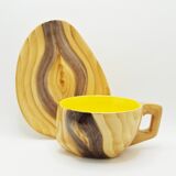 Tasse et soucoupe effet bois