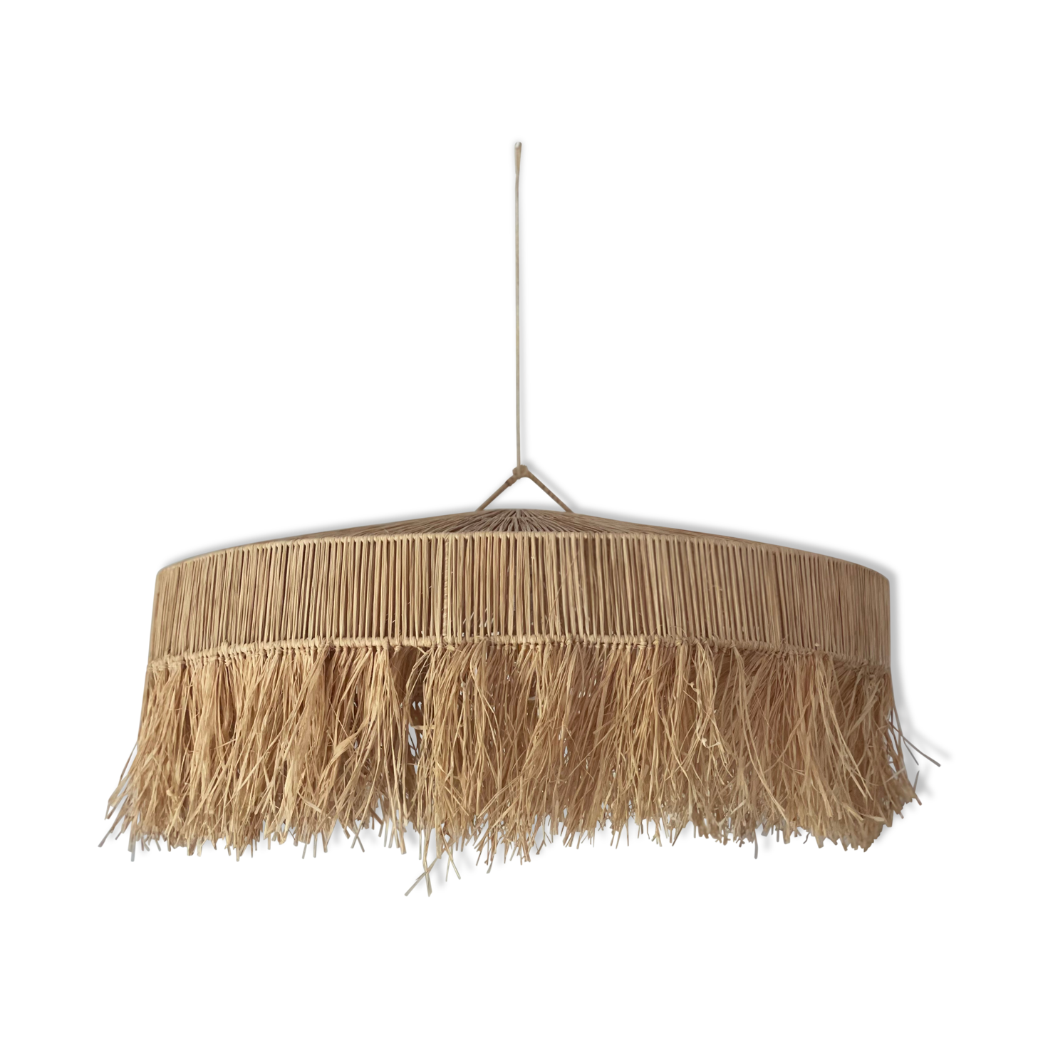 Suspension chandelier lampshade raffia bohemian vintage natural