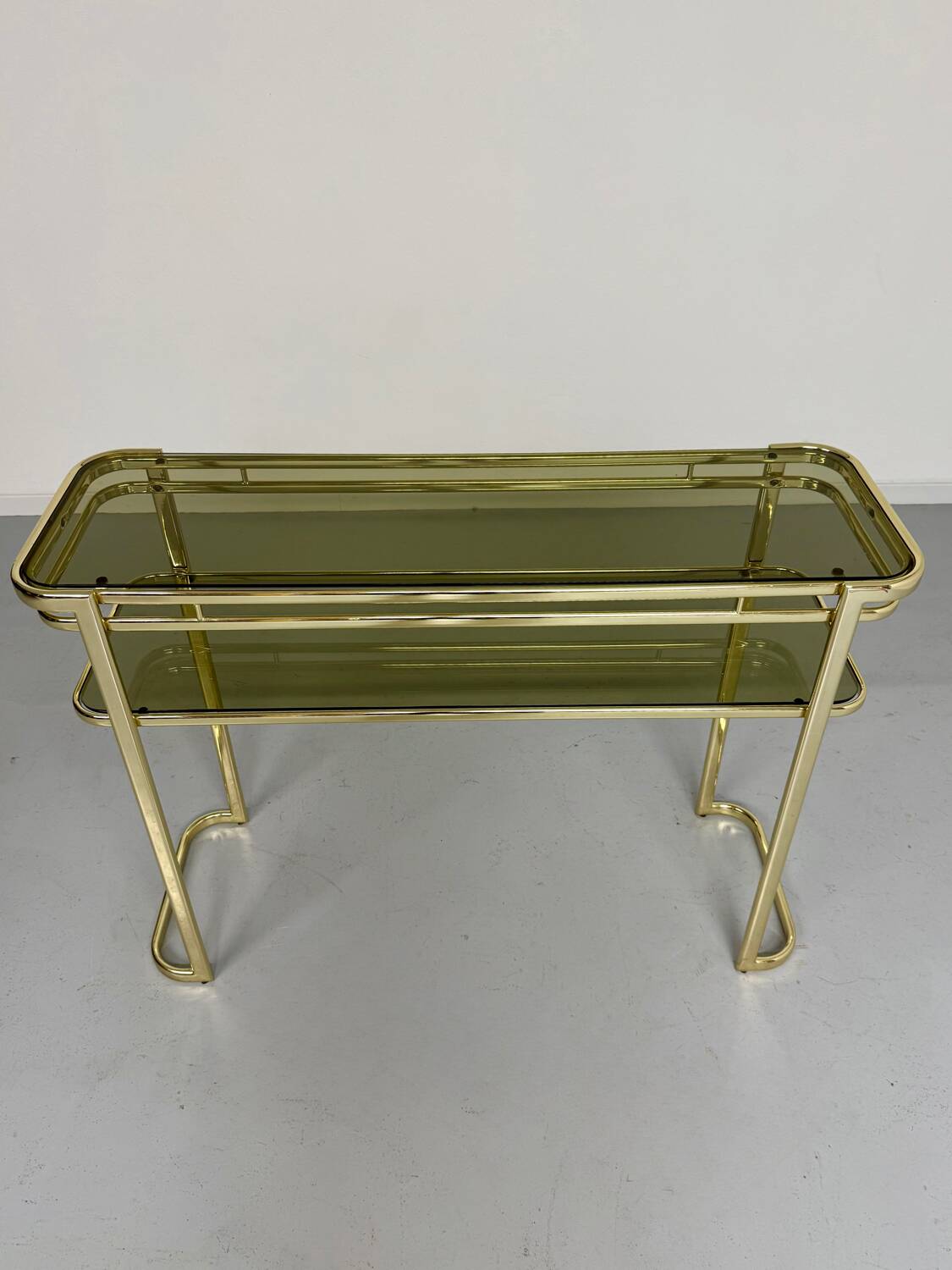 Antique gilt brass console table by Italian designer Milo Baughman for More