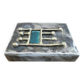 Etui pour allumettes en étain, laiton et émail signé "latappy" 1970