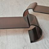 Pair of 70s design smoked plexiglass bedside tables