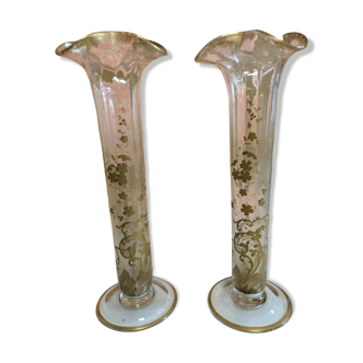 Pair of enameled vase