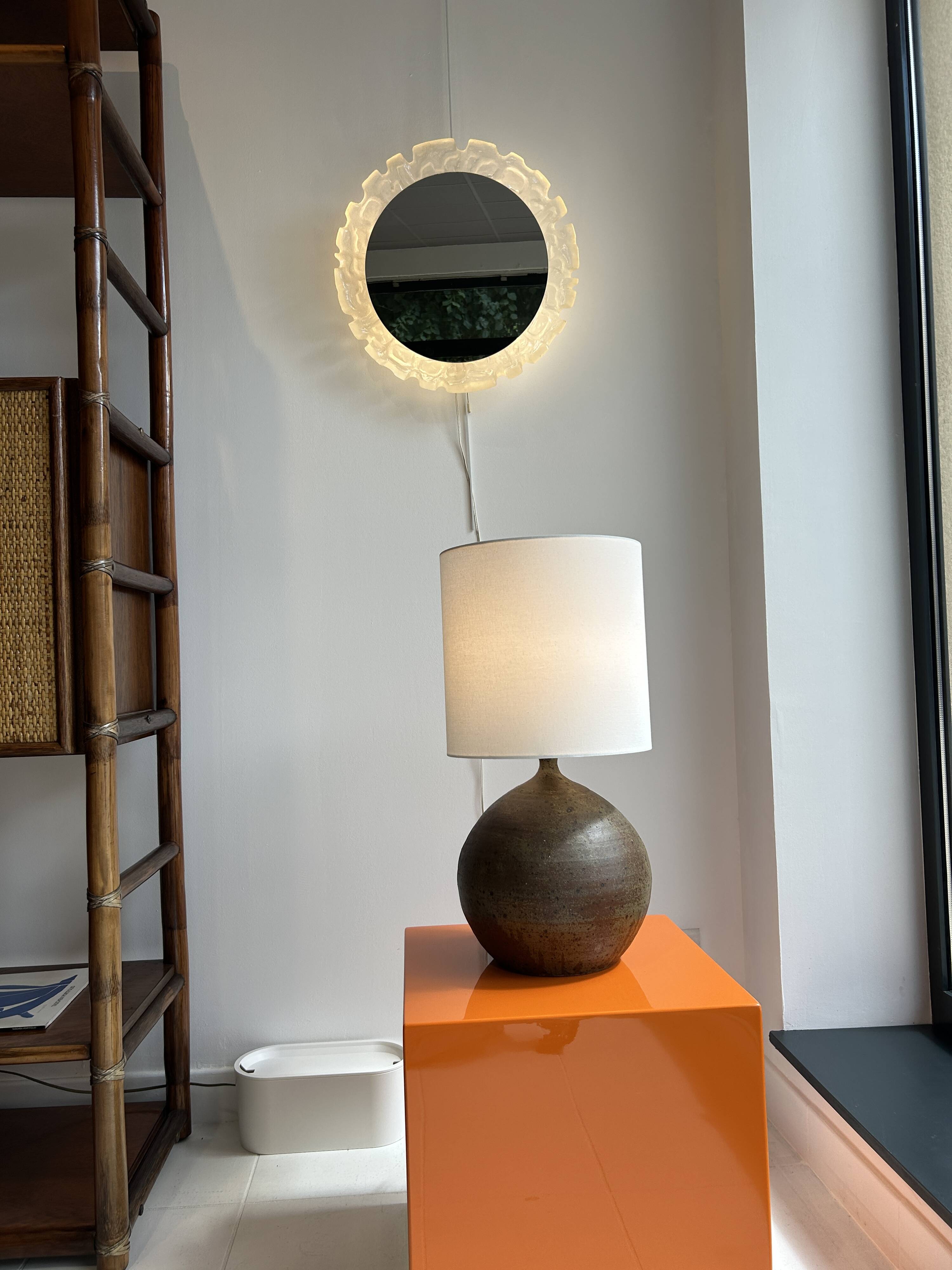 Guy Baudat stoneware ball lamp