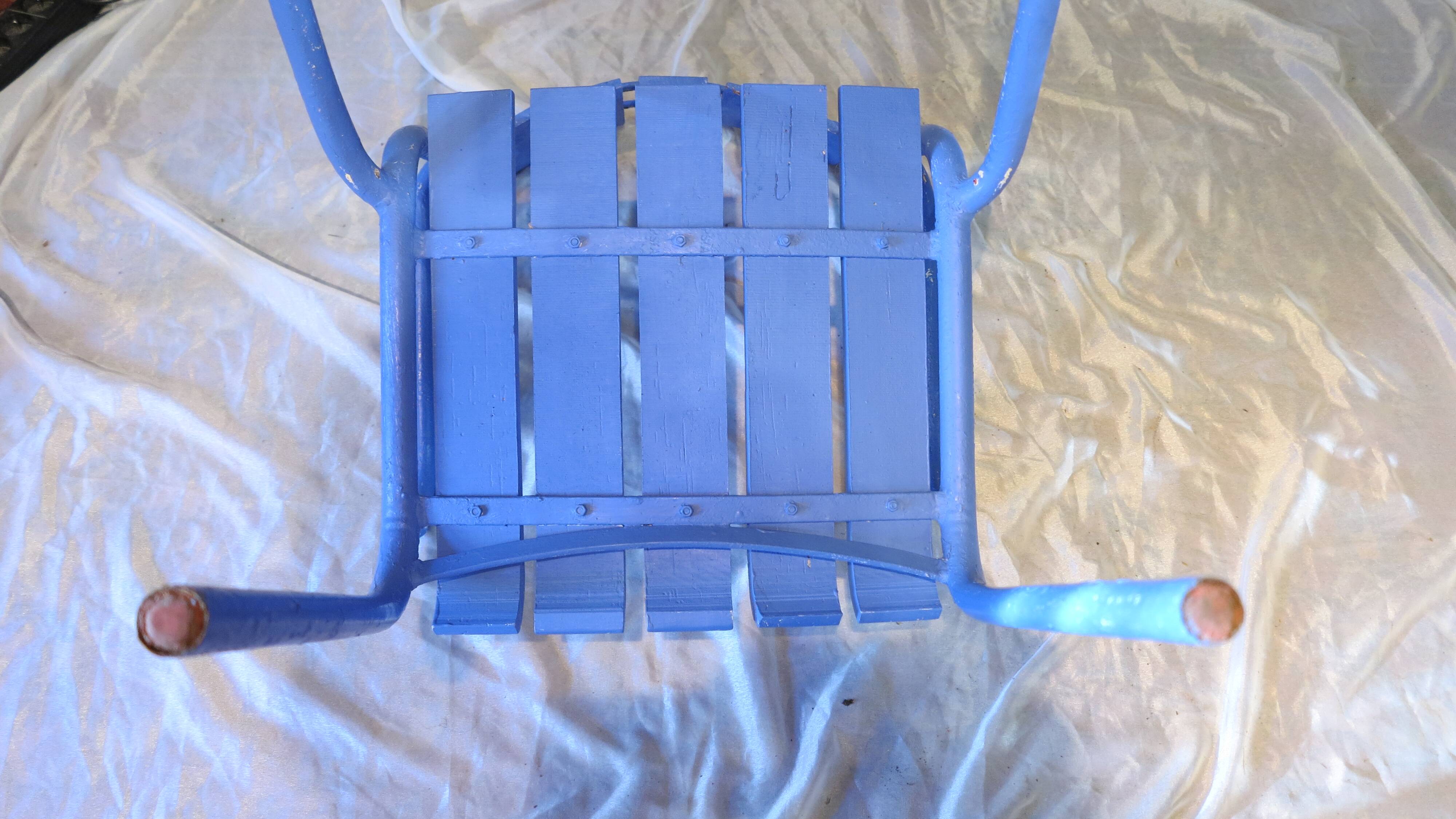 Pair of ultramarine blue garden or patio armchairs