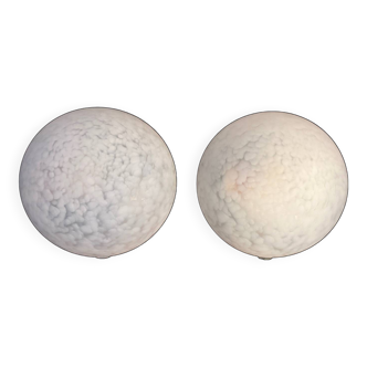 Pair of half-ball Clichy glass wall and ceiling lights