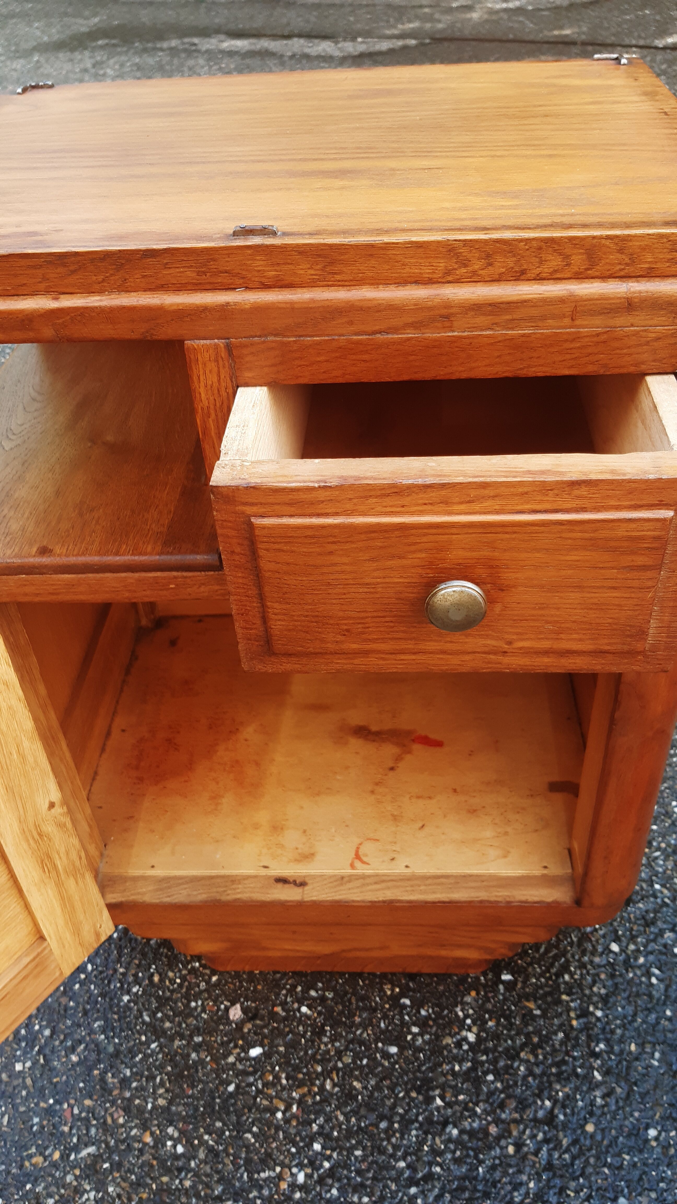 Bedside art deco solid oak