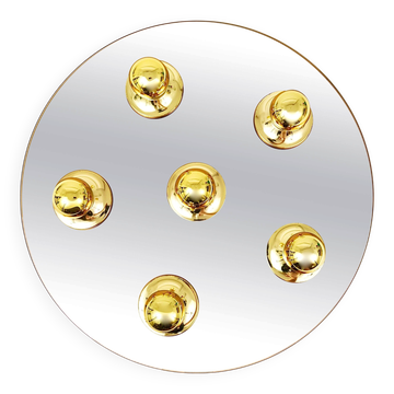 Style Fontana Arte Miroir en Bronze Doré Verre Plafonnier Ou Applique, Italie, Années 1970
