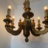 60s carved wood candle chandelier