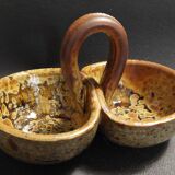 Saleron vintage en grès pyrité signature à identifier XXème