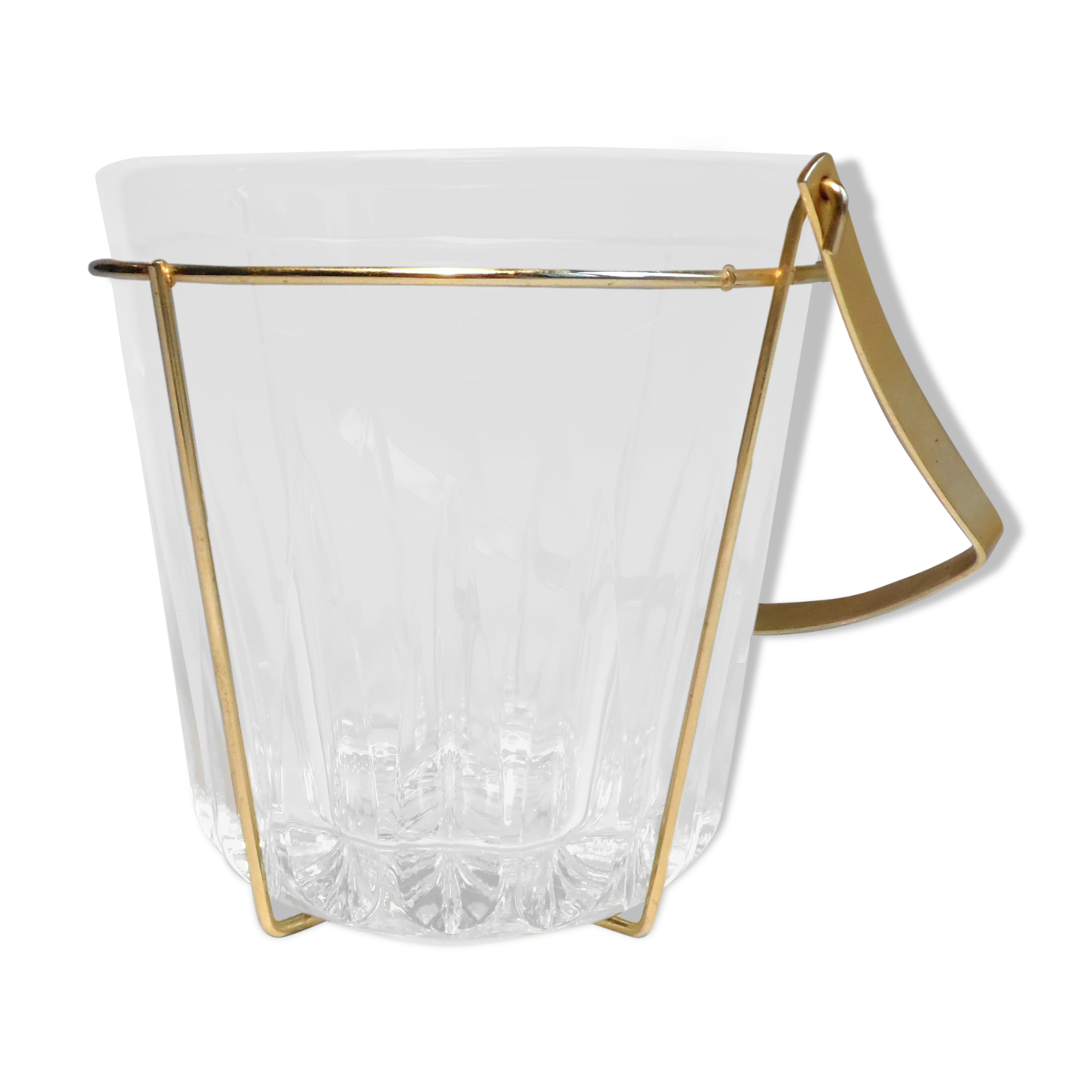 Glass and gold metal ice bucket