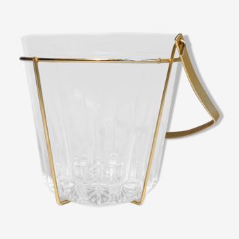 Glass and gold metal ice bucket