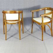Two Fischel Art Deco armchairs upholstered in cream leather - 1925 - No Thonet