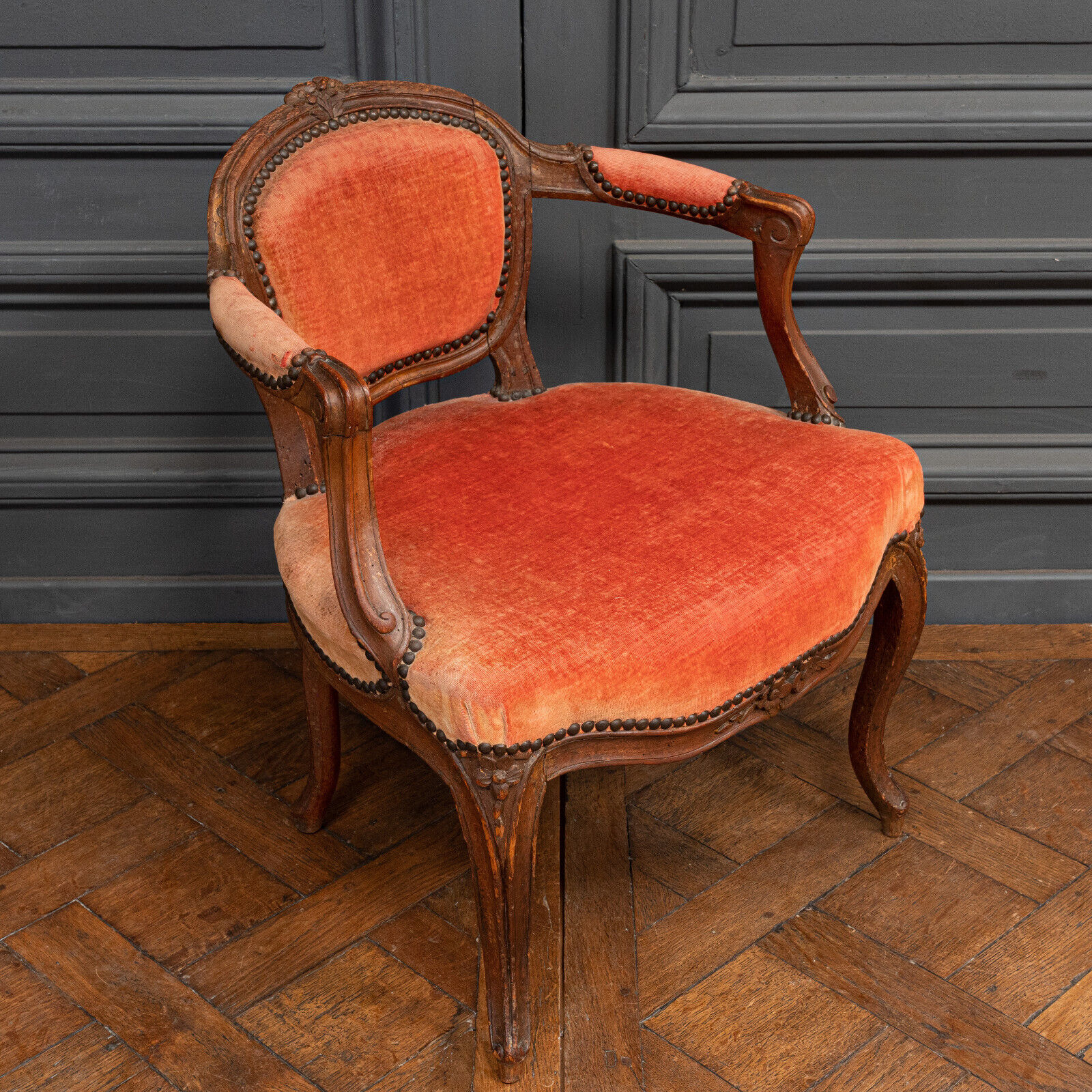 Small convertible armchair Louis XV style late nineteenth velvet