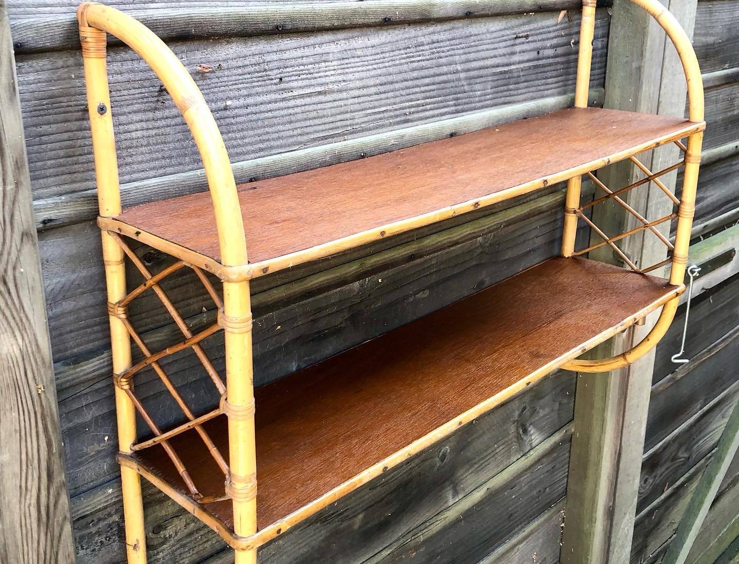 Rattan “arc” shelf