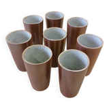 8 mugs/ tasses en grès vernisse