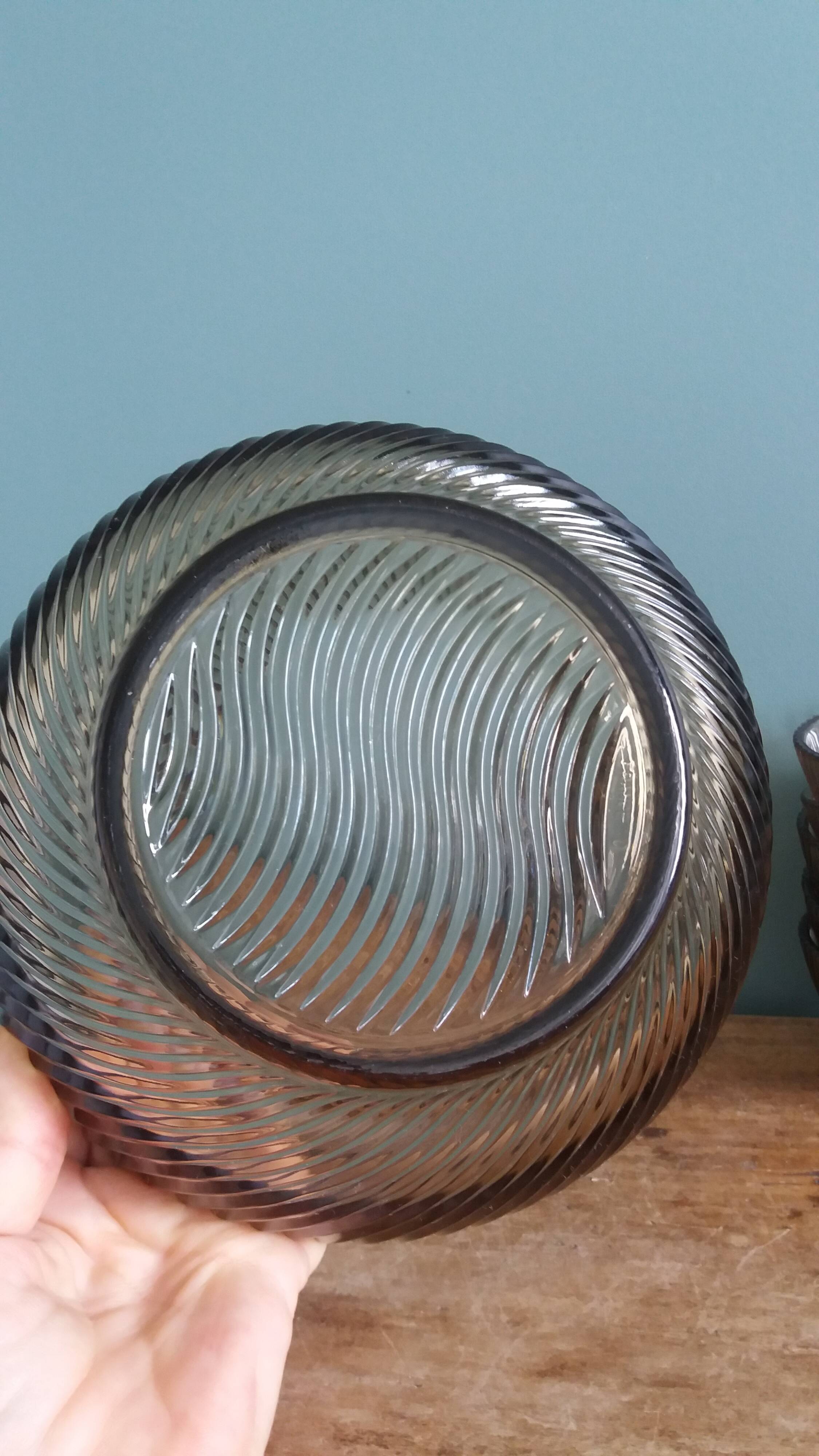 Service compotier saladier et coupelles en verre fumé