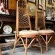 4 bent bamboo and rattan chairs