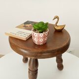 Vintage turned wood tripod stool