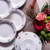Gien flower service: 6 plates + 1 tureen
