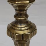18th century brass engraved candlestick