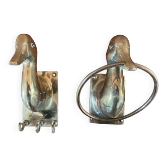 Duo of bronze towel rails
