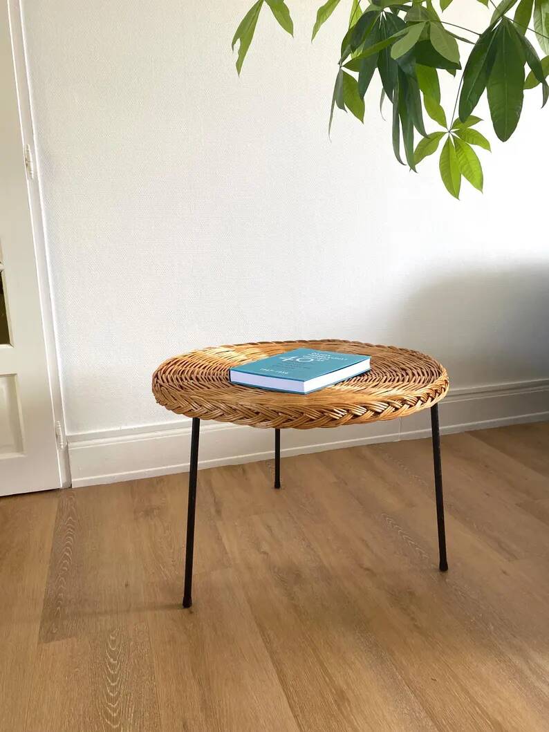 Rattan coffee table by Roberto Mango, Italy 1950s