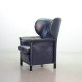 Wittmann Petrol Soft Leather Wing Chair Designed Model Aura  by Paolo Piva