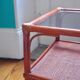 Varnished rattan coffee table and smoked glass top