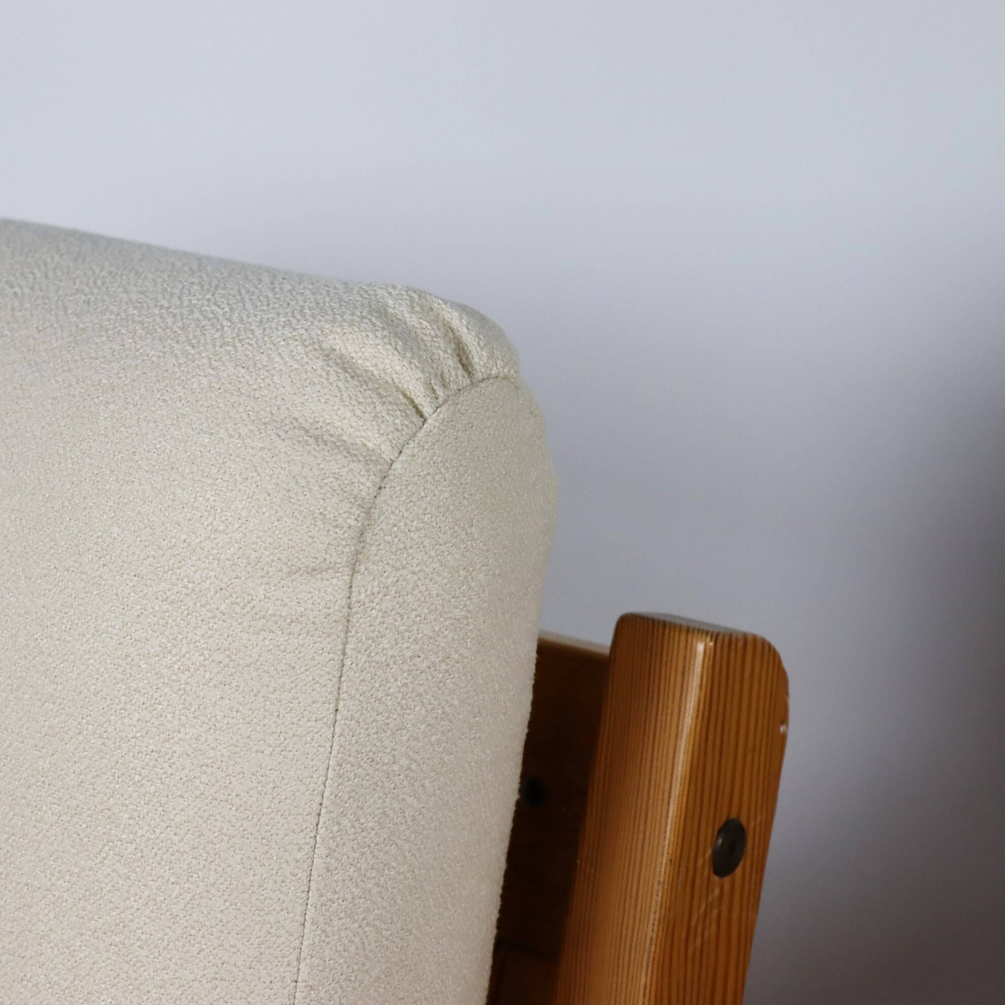 Pair of 70s cane and pine armchairs