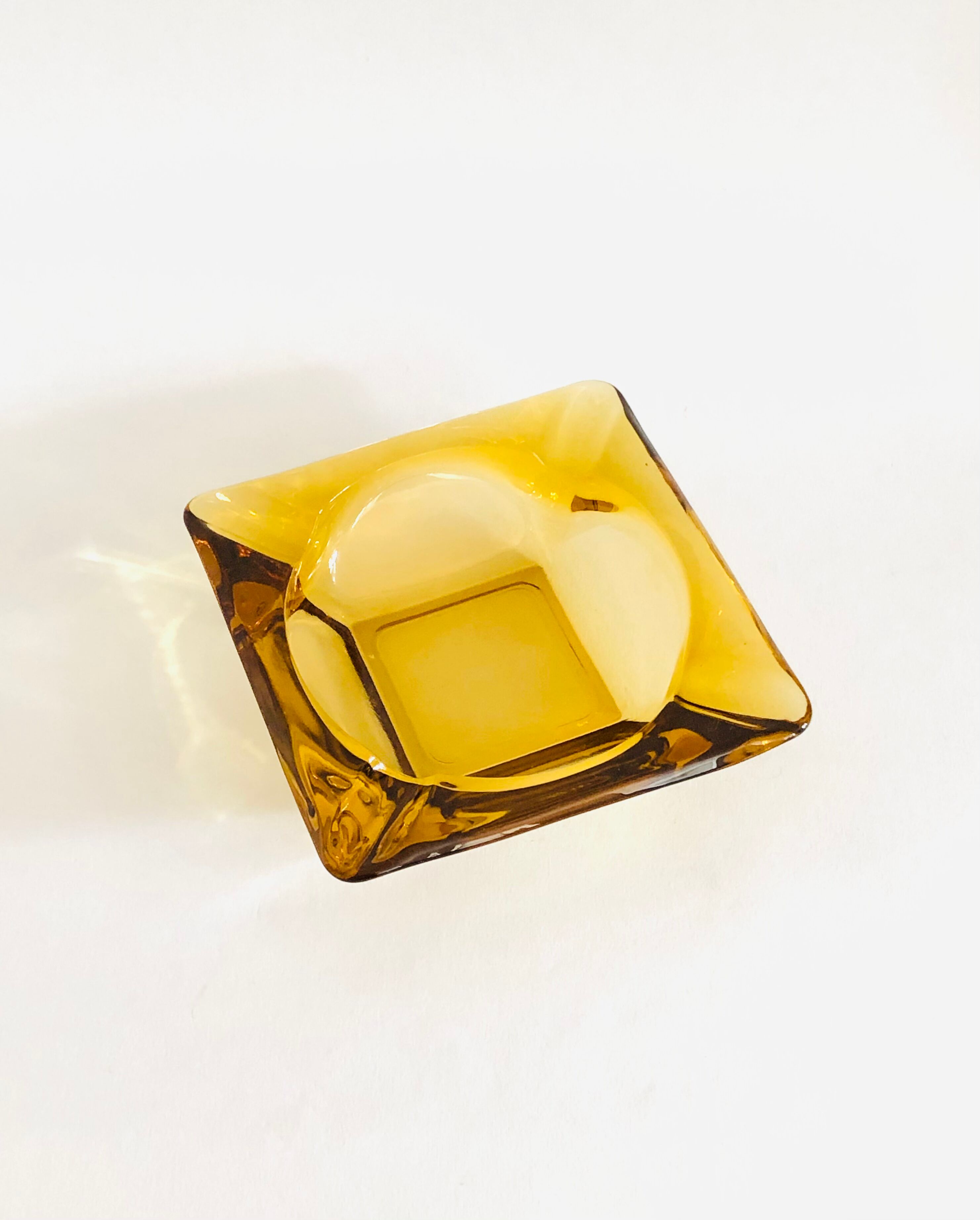 Vintage amber glass ashtray