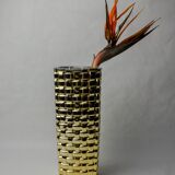 Golden Bamboo effect glass vase by Nachtmann, Germany, 1980