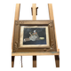 Framed painting of a man on mica.