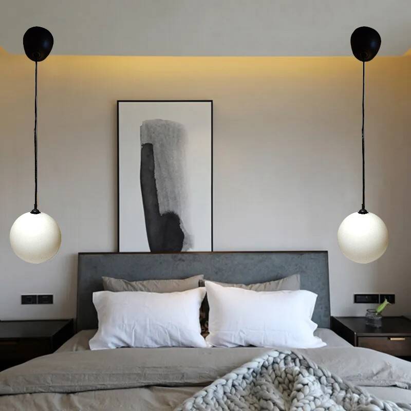 Vintage white opaline ball pendant light