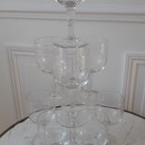 Set of 9 crystal wine glasses engraved early twentieth century