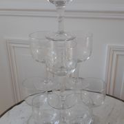 Set of 9 crystal wine glasses engraved early twentieth century