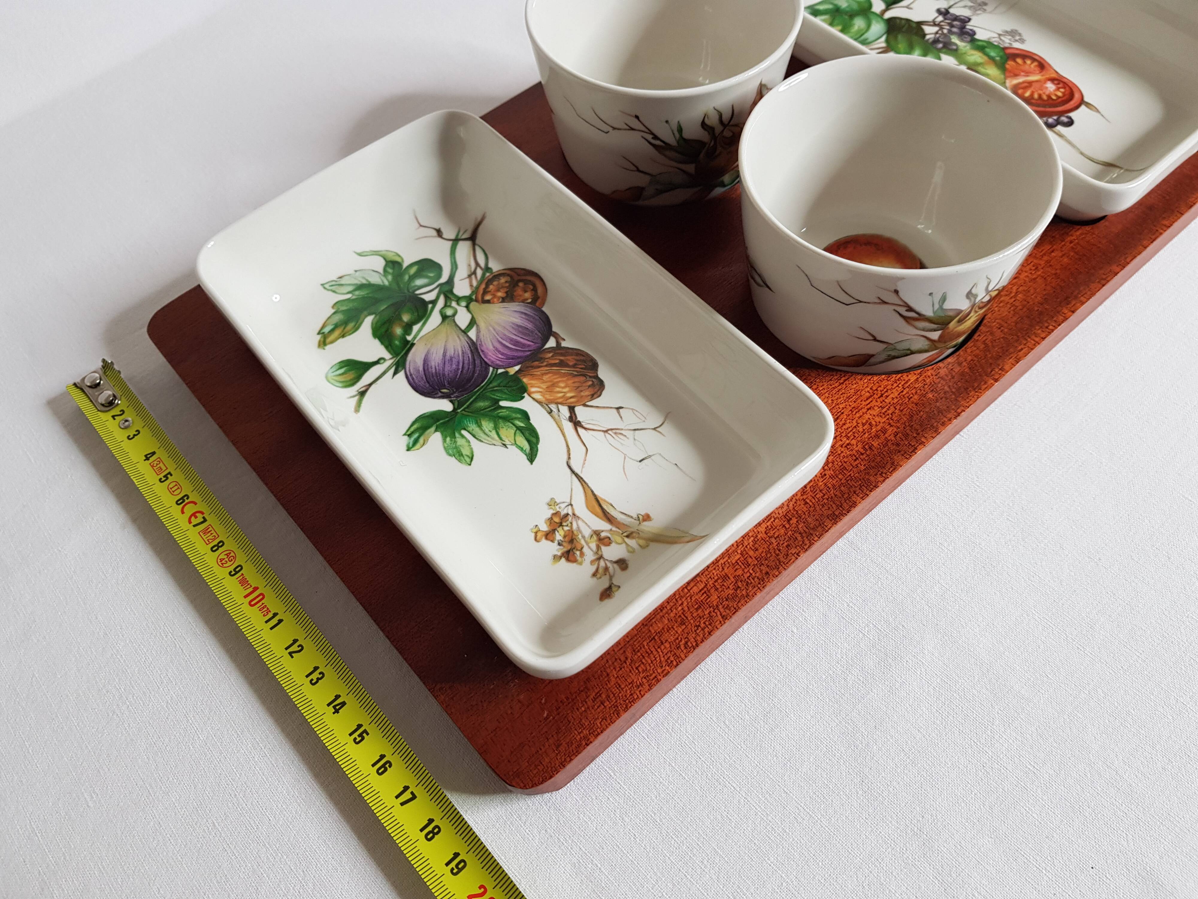 Service à apéritifs Villeroy & Boch, plateau en bois