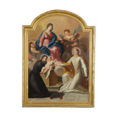 Sujet religieux, huile sur toile, Italie XVII-XVIII siècle