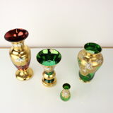 Bohemia glass vase, high enamel,gold,1950s, czechoslovakia