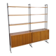 Modulair Omnia wandsysteem, Hilker, teak en zwart staal met legplanken