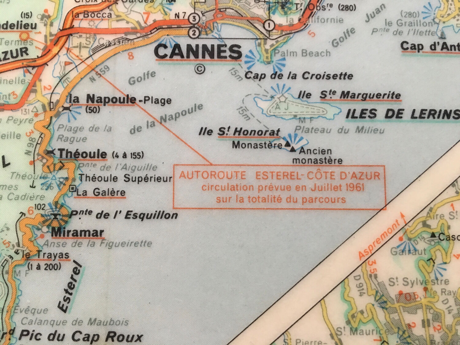 Vintage Côte d'Azur road map tray