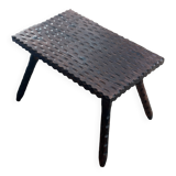 Rustic gouged wood side table
