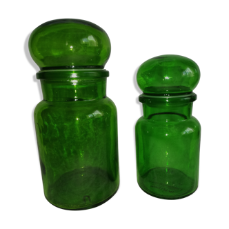 Pair of green jars