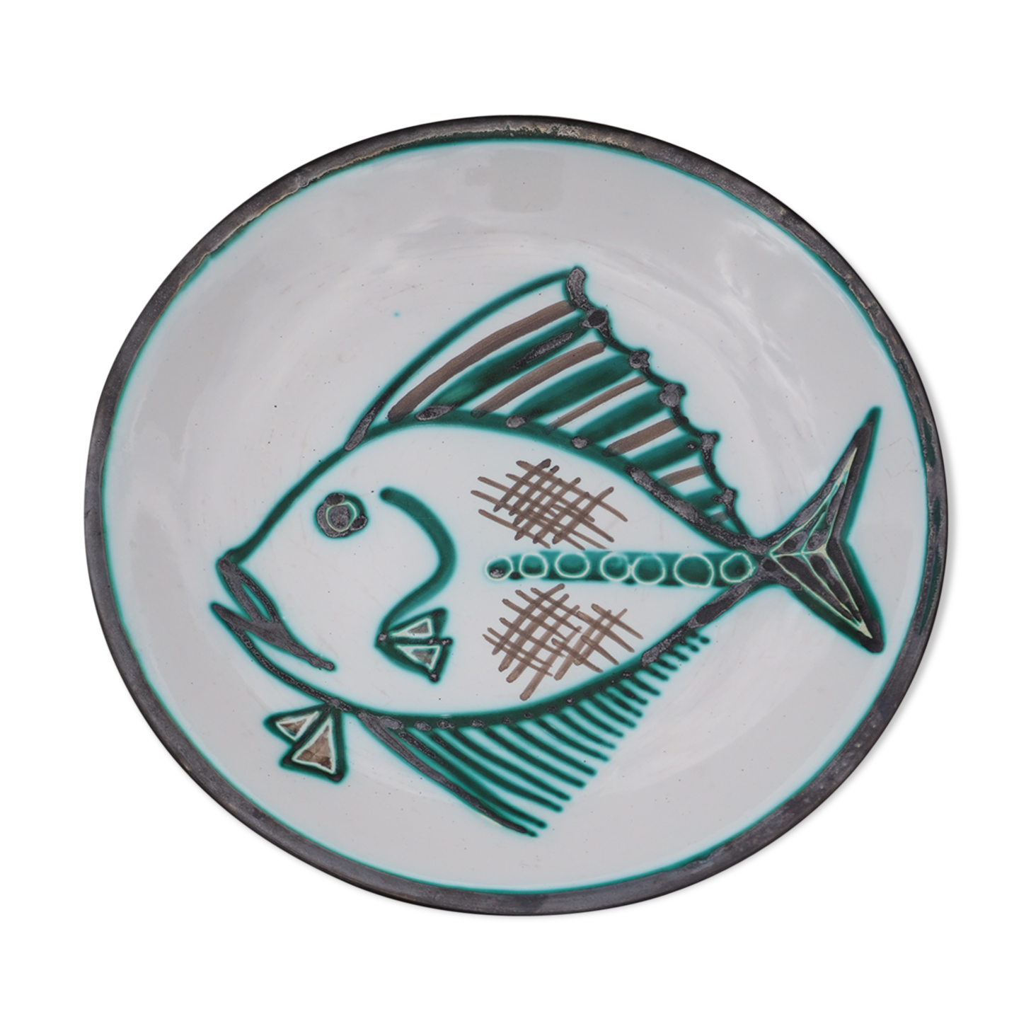 Fish decor plate by Robert Picaud - Vallauris