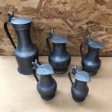 Series 5 old jugs measures vintage pewter pots