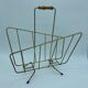 Vintage magazine holder in gold steel bamboo handle